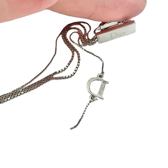 AUTH VTG Christian Dior Silver Long Chain D Charm Logo Fringe Tassel Earrings - Picture 8 of 15